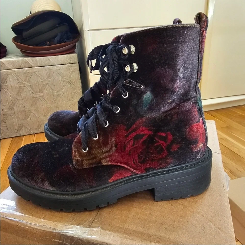 Madden Girl Multi-Color Velvet Combat Boots - Picture 2 of 6